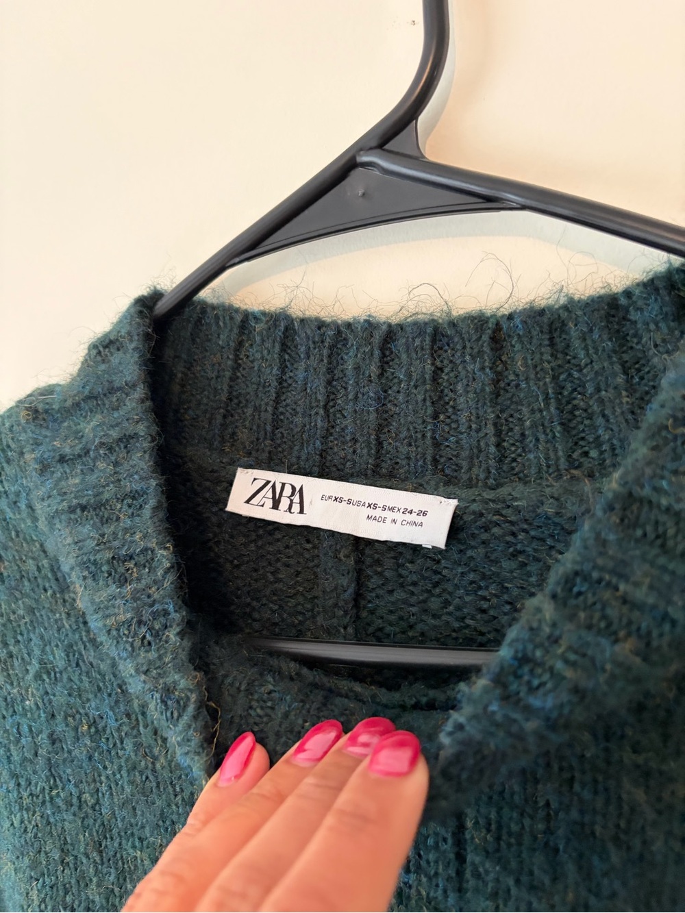 Zara Dark Green Fringe Poncho - Picture 4 of 5